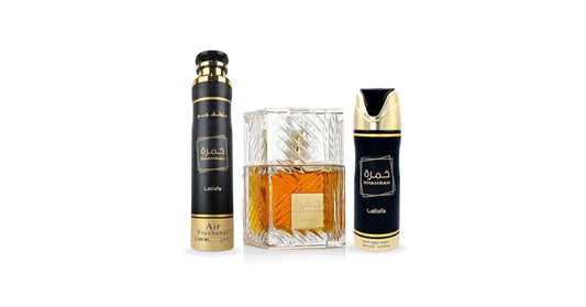 Lattafa KHAMRAH - EDP Spray 100ML (3.4 OZ) & Deodorant Spray 200ML (6.7 OZ) A Timeless Tale of Exquisite Aroma. (Value Pack)